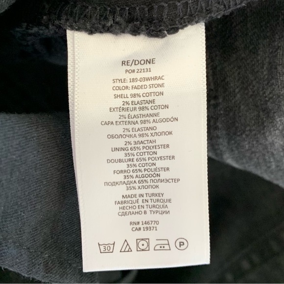 RE/DONE 90s High Rise Jeans Button Fly Washed Black Ankle Crop Redone Size 29 - Picture 7 of 9